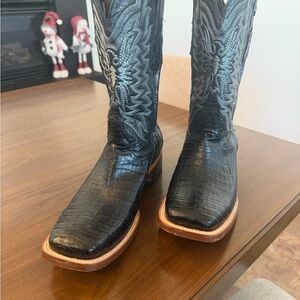 Black Camian belly square toe Western Boots